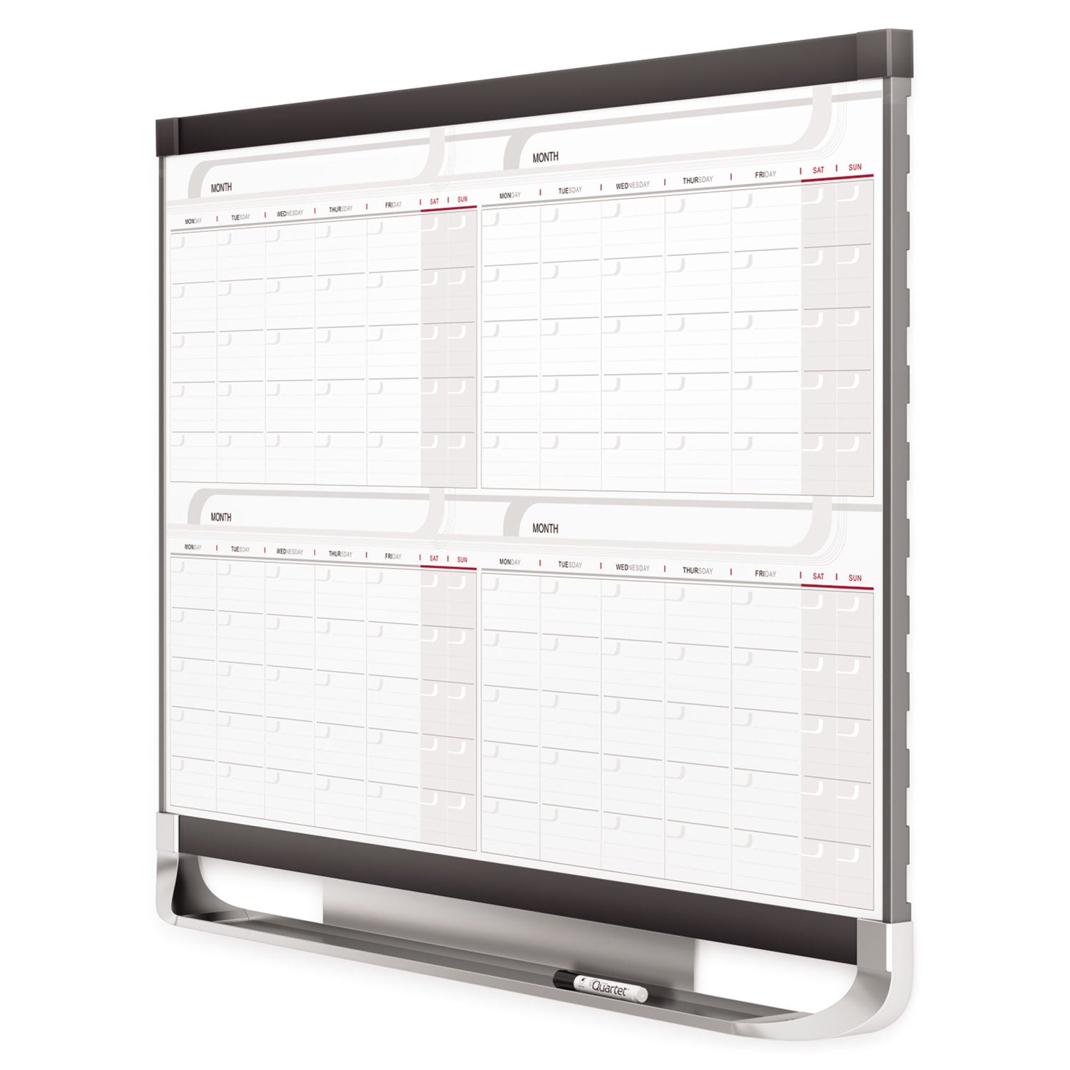 Quartet Prestige 2 Magnetic Total Erase Four-Month Calendar, 36 x 24, White Surface, Graphite Fiberboard/Plastic Frame (4MCP23P2)