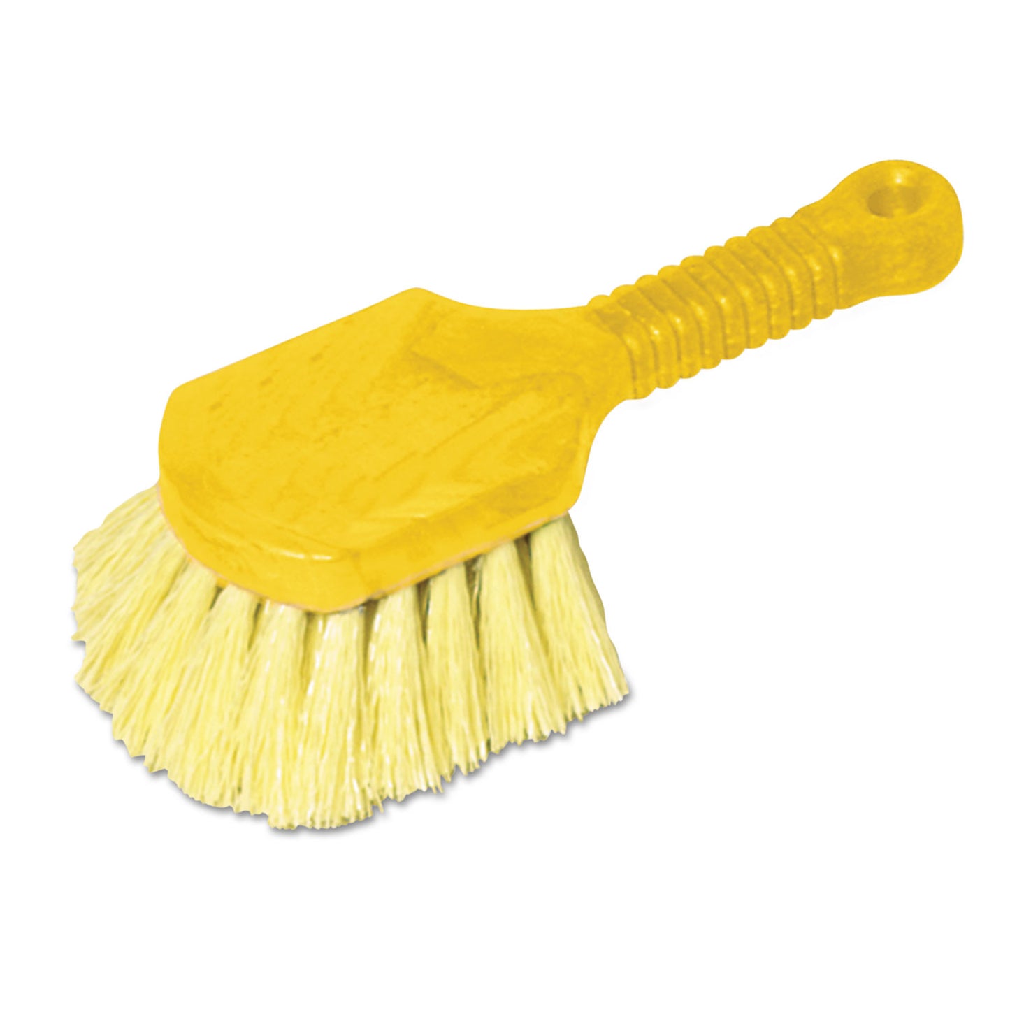 Rubbermaid Commercial Long Handle Scrub, Yellow Synthetic Bristles, 8" Brush, 8" Gray Plastic Handle (9B29CT)