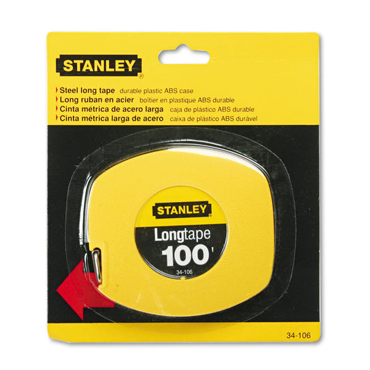 Stanley Long Tape Measure, 1/8" Graduations, 100 ft, Yellow (34106)