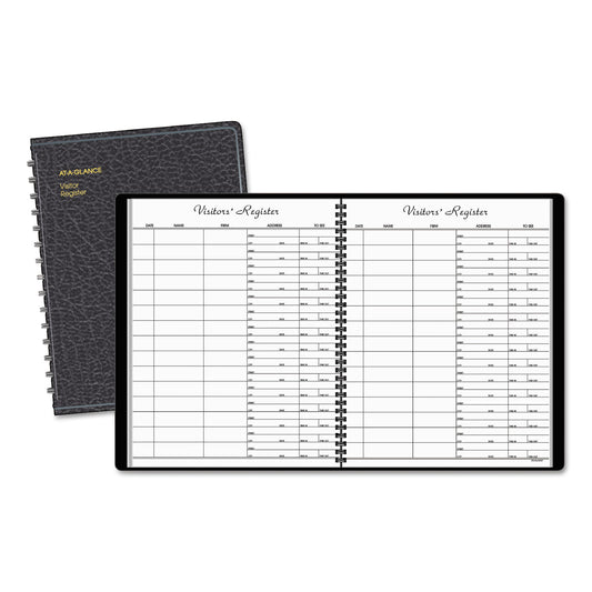 AT-A-GLANCE Visitor Register Book, Black Cover, 10.88 x 8.38 Sheets, 60 Sheets/Book (8058005)