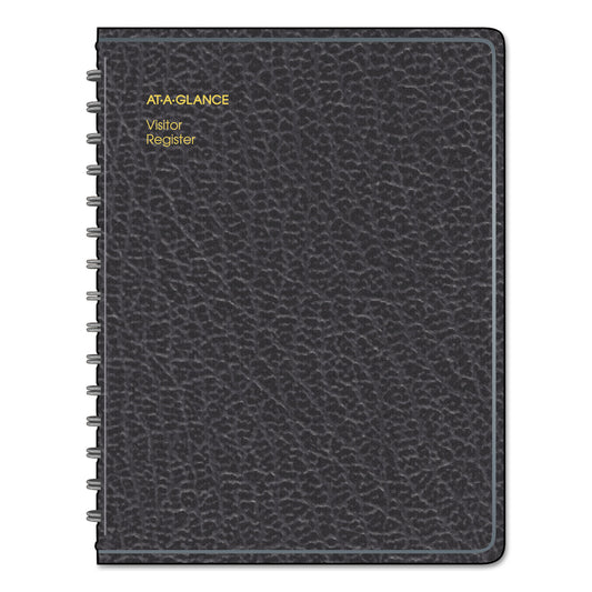 AT-A-GLANCE Visitor Register Book, Black Cover, 10.88 x 8.38 Sheets, 60 Sheets/Book (8058005)