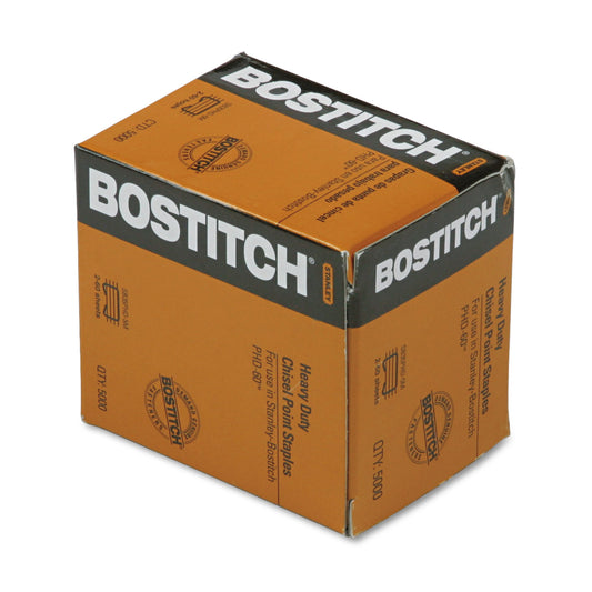 Bostitch Heavy-Duty Premium Staples, 0.38" Leg, 0.5" Crown, Steel, 5,000/Box (SB35PHD5M)