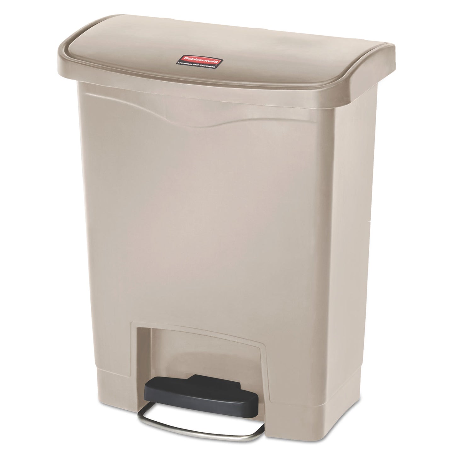 Rubbermaid Commercial Streamline Resin Step-On Container, Front Step Style, 8 gal, Polyethylene, Beige (1883456)