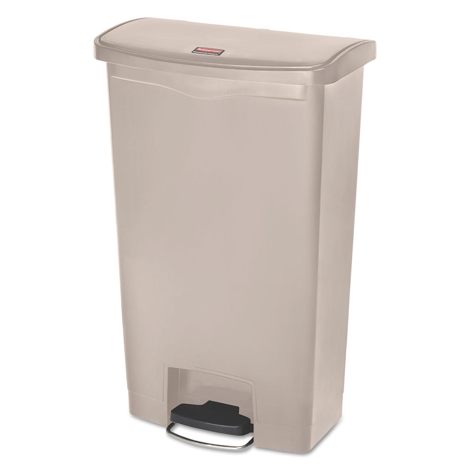 Rubbermaid Commercial Streamline Resin Step-On Container, Front Step Style, 18 gal, Polyethylene, Beige (1883460)