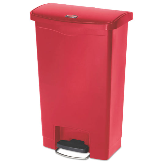 Rubbermaid Commercial Streamline Resin Step-On Container, Front Step Style, 13 gal, Polyethylene, Red (1883566)