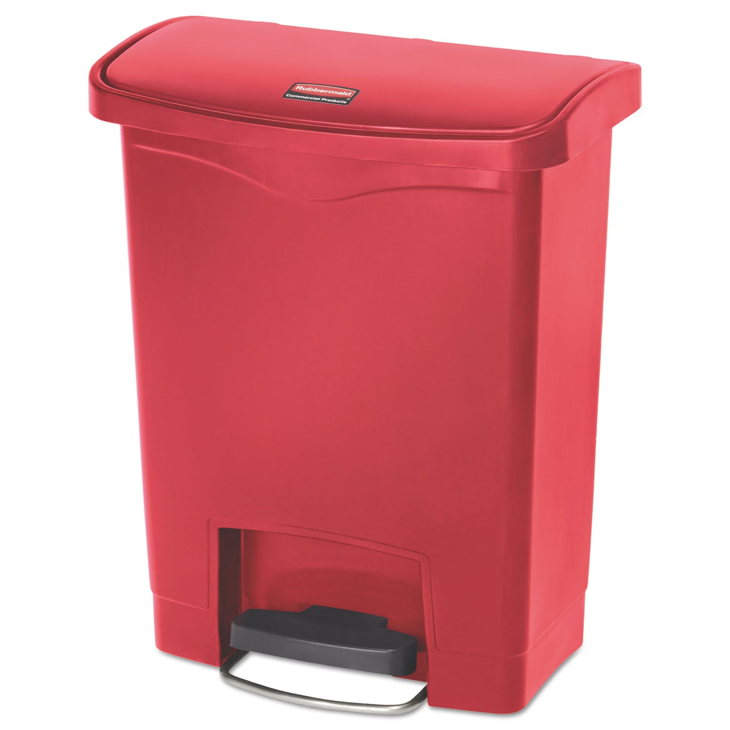 Rubbermaid Commercial Streamline Resin Step-On Container, Front Step Style, 8 gal, Polyethylene, Red (1883564)