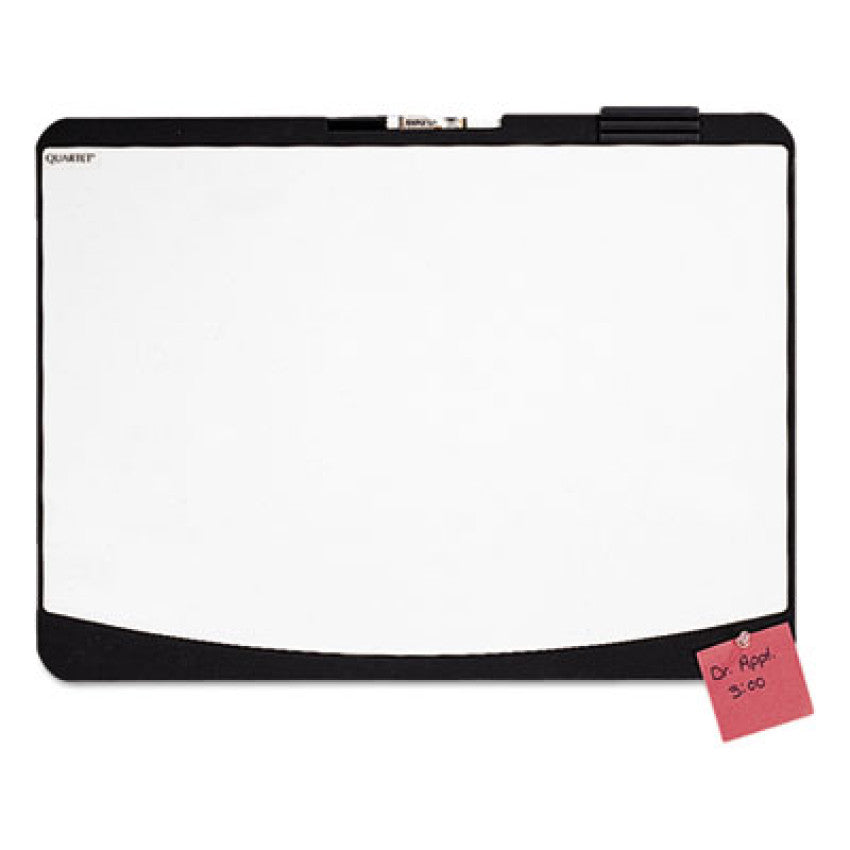 Quartet Tack and Write Board, 25.5 x 17.5, Black/White Surface, Black Plastic Frame (06355BK)