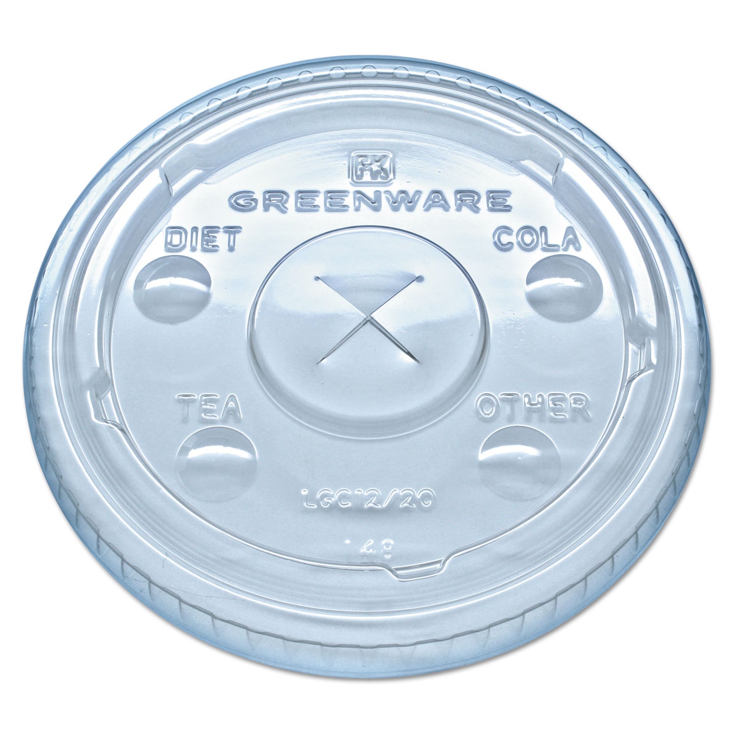 Fabri-Kal Greenware Cold Drink Lids, Fits 9 oz Old Fashioned Cups, 12 oz Squat Cups, 20 oz Cups Clear, 1,000/Carton (LGC1220)