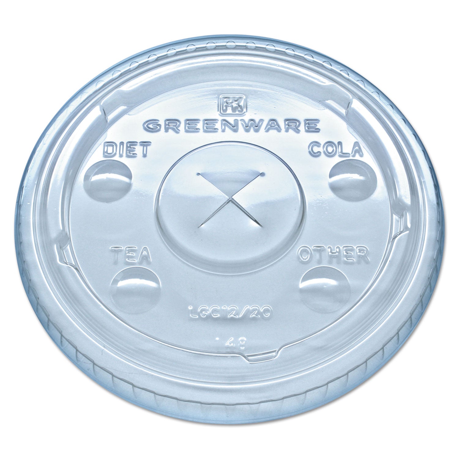 Fabri-Kal Greenware Cold Drink Lids, Fits 9 oz Old Fashioned Cups, 12 oz Squat Cups, 20 oz Cups Clear, 1,000/Carton (LGC1220)