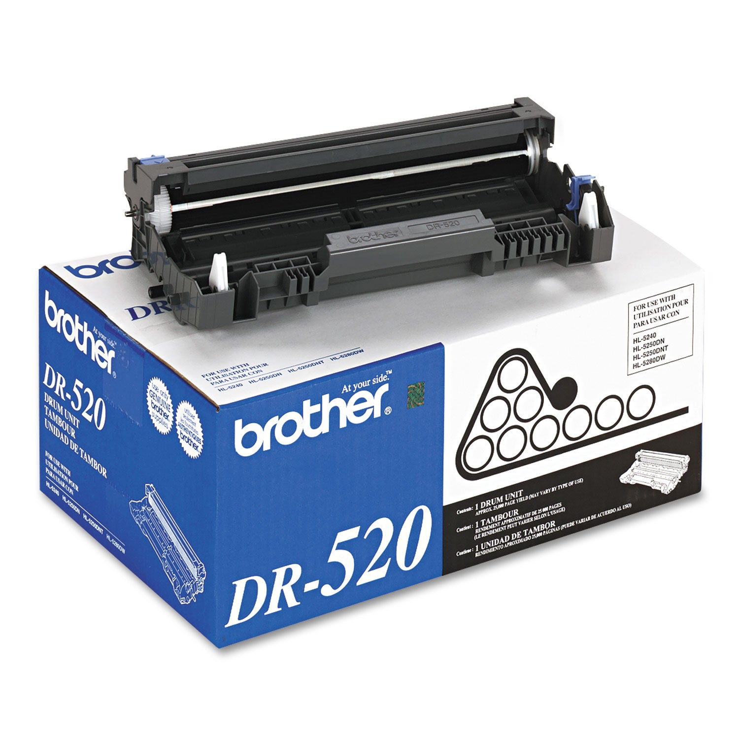 Brother DR520 Drum Unit, 25,000 Page-Yield, Black