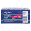 Highland Invisible Permanent Mending Tape, 1" Core, 0.75" x 83.33 ft, Clear, 6/Pack (6200K6)