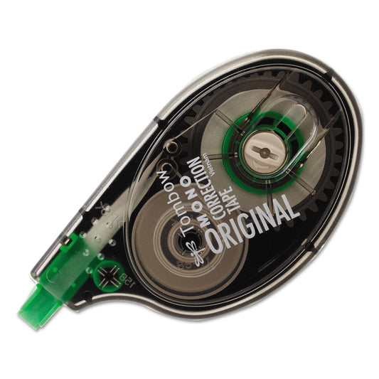 Tombow MONO Correction Tape, Non-Refillable, Gray/Clear Applicator, 0.17" x 394", White Tape (68620)