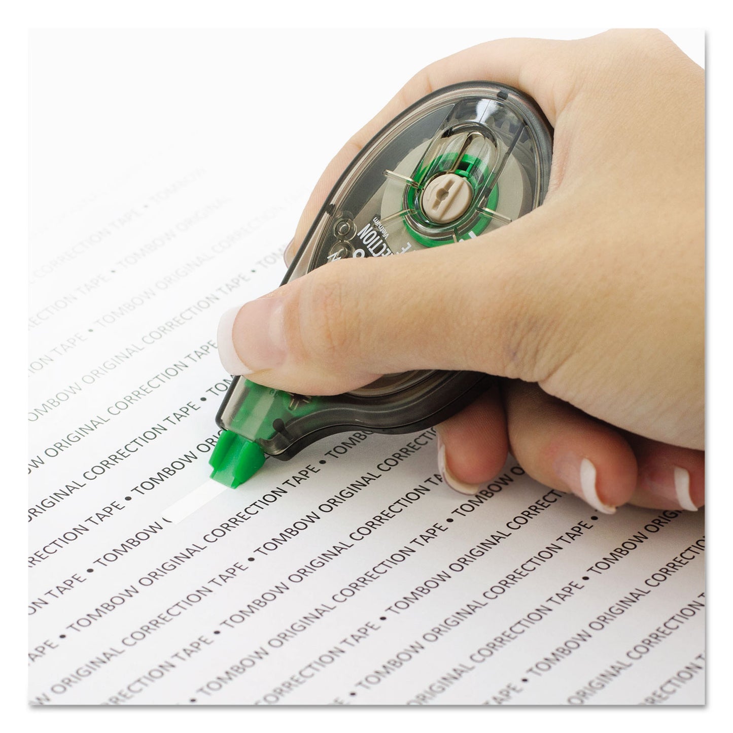 Tombow MONO Correction Tape, Non-Refillable, Gray/Clear Applicator, 0.17" x 394", White Tape, 2/Pack (68627)