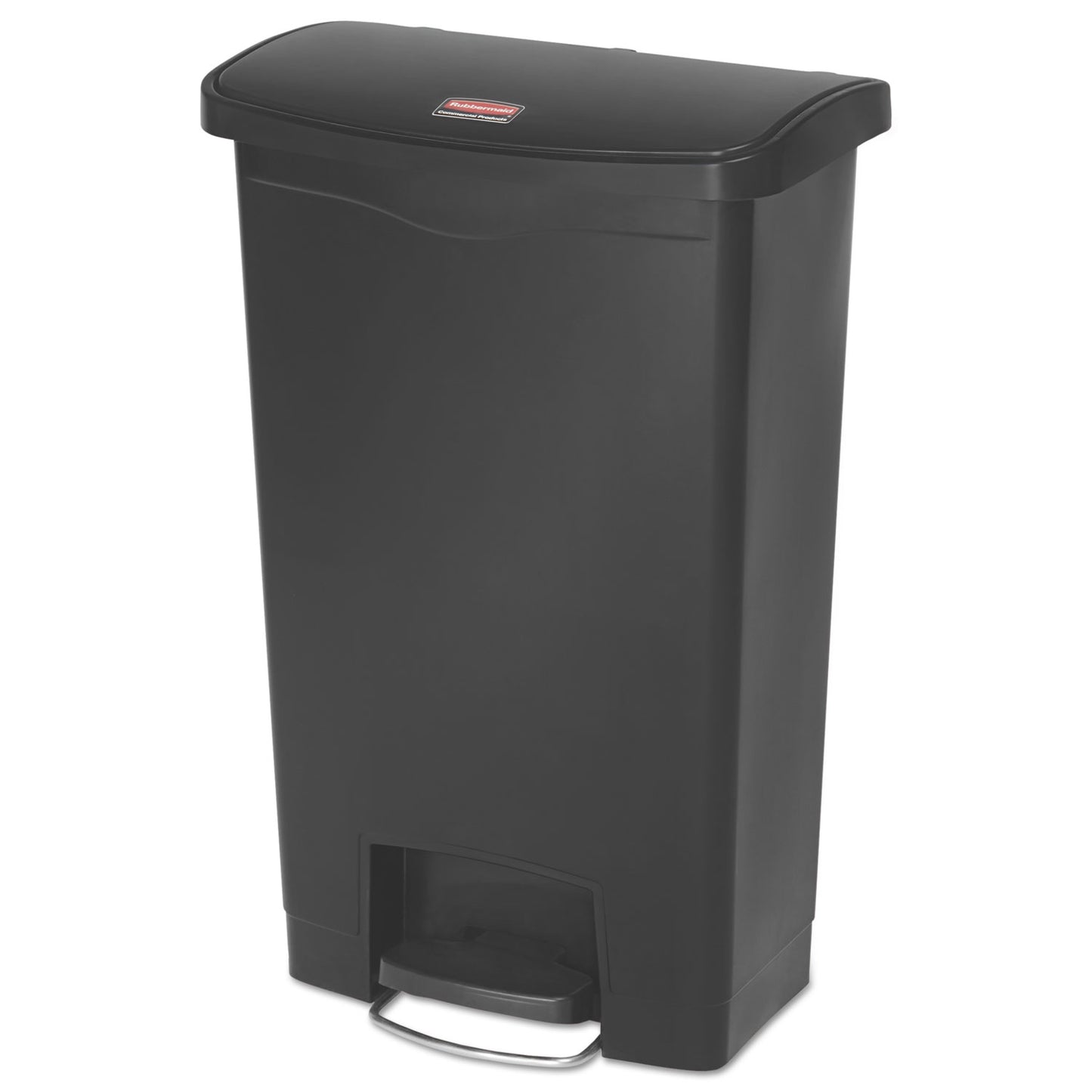 Rubbermaid Commercial Slim Jim Streamline Resin Step-On Container, Front Step Style, 13 gal, Polyethylene, Black (1883611)