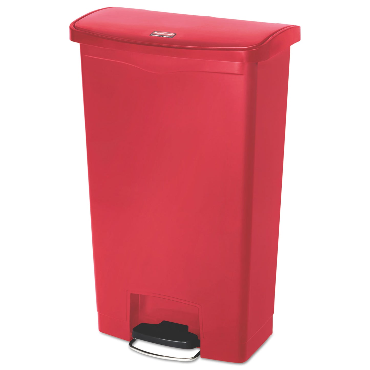 Rubbermaid Commercial Streamline Resin Step-On Container, Front Step Style, 18 gal, Polyethylene, Red (1883568)