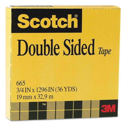 Scotch Double-Sided Tape, 3" Core, 0.75" x 36 yds, Clear (665341296)