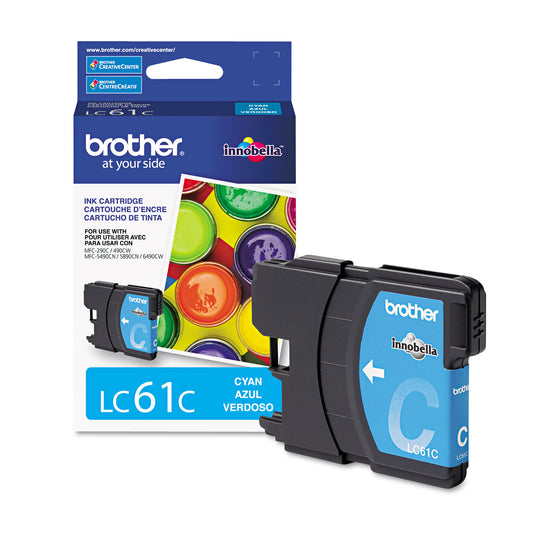 Brother LC61C Innobella Ink, 325 Page-Yield, Cyan