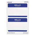 Universal Hello Self-Adhesive Name Badges, 3.5 x 2.25, White/Blue, 100/Pack (39105)