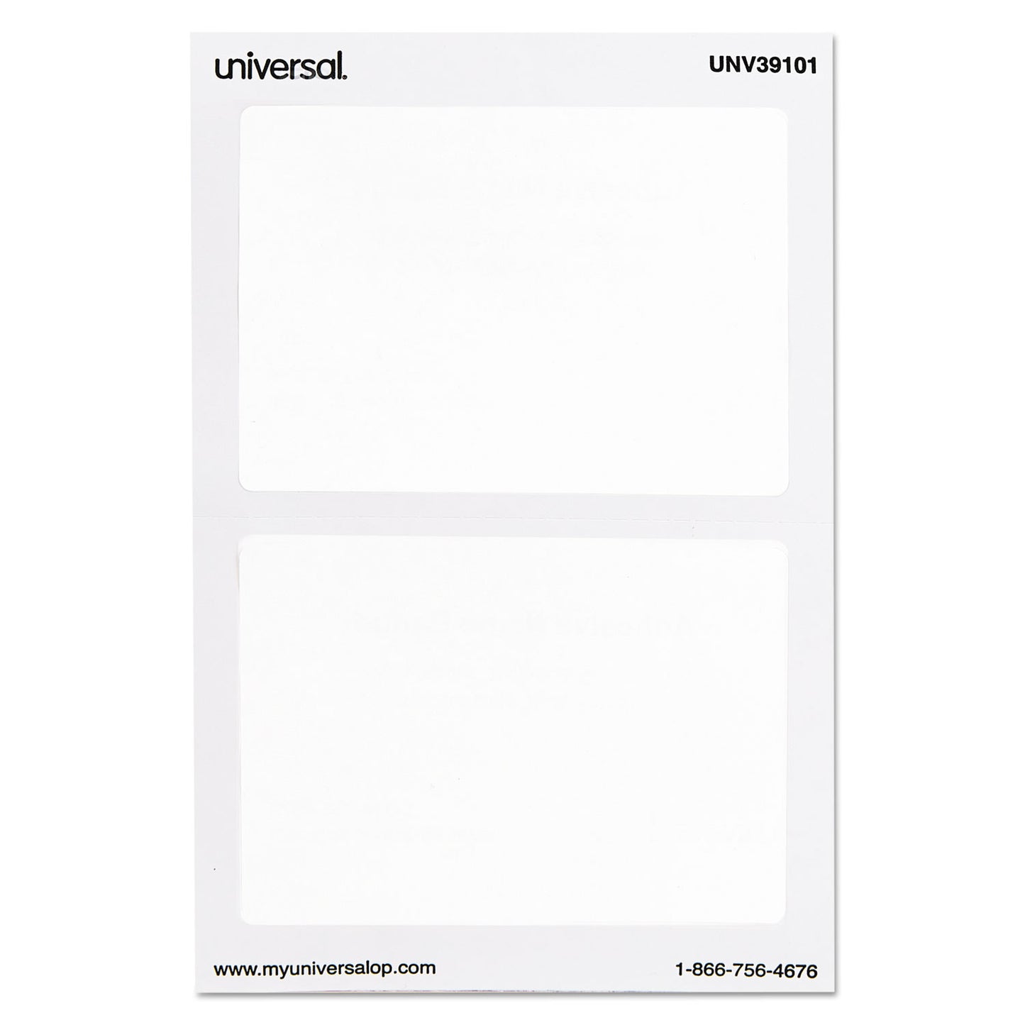 Universal Plain Self-Adhesive Name Badges, 3 1/2 x 2 1/4, White, 100/Pack (39101)