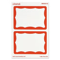 Universal Border-Style Self-Adhesive Name Badges, 3 1/2 x 2 1/4, White/Red, 100/Pack (39115)