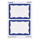 Universal Border-Style Self-Adhesive Name Badges, 3 1/2 x 2 1/4, White/Blue, 100/Pack (39120)