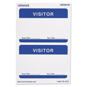 Universal Visitor Self-Adhesive Name Badges, 3.5 x 2.25, White/Blue, 100/Pack (39110)