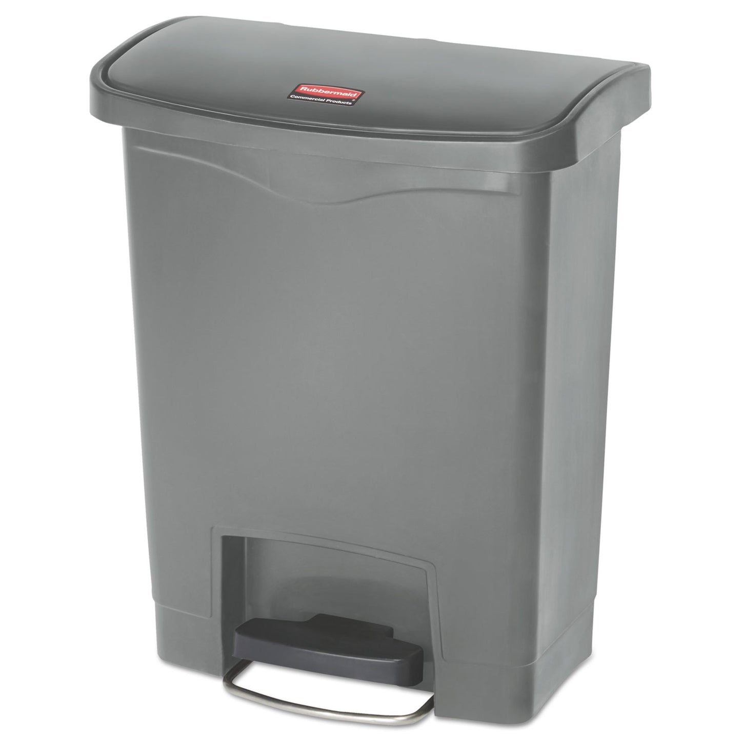 Rubbermaid Commercial Slim Jim Streamline Resin Step-On Container, Front Step Style, 8 gal, Polyethylene, Gray (1883600)