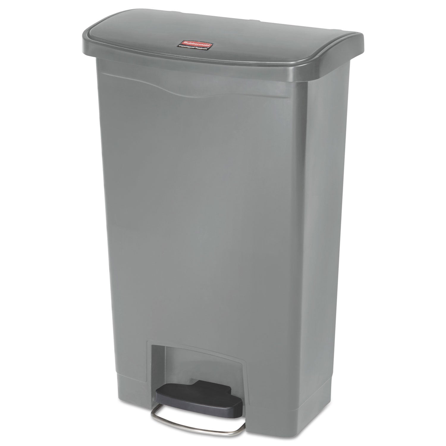 Rubbermaid Commercial Slim Jim Streamline Resin Step-On Container, Front Step Style, 13 gal, Polyethylene, Gray (1883602)