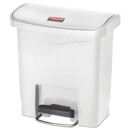 Rubbermaid Commercial Slim Jim Streamline Resin Step-On Container, Front Step Style, 4 gal, Polyethylene, White (1883554)