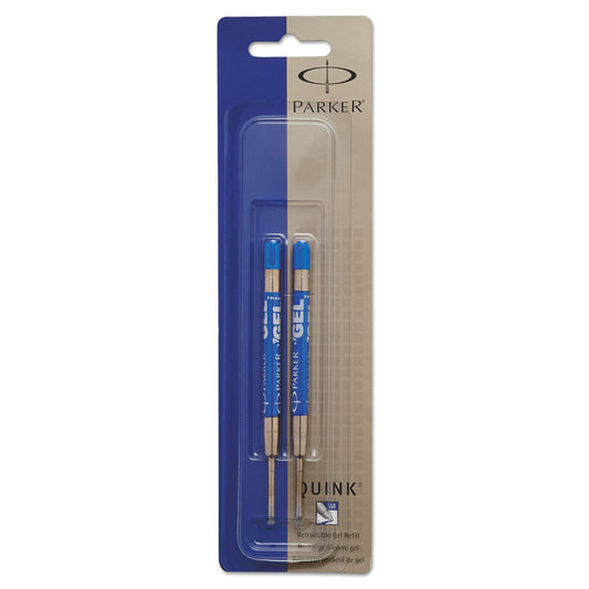 Refill for Parker Retractable Gel Ink Roller Ball Pens, Medium Conical Tip, Blue Ink, 2/Pack (1950364)