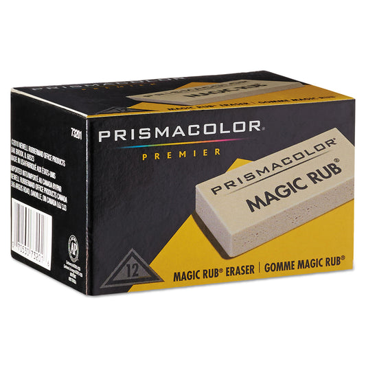 Prismacolor MAGIC RUB Eraser, For Pencil/Ink Marks, Rectangular Block, Medium, Off White, Dozen (73201)