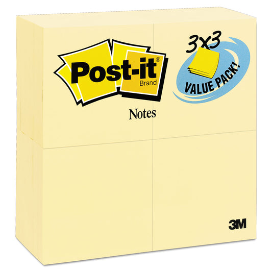 Post-it Original Pads in Canary Yellow, Value Pack, 3" x 3", 100 Sheets/Pad, 24 Pads/Pack (65424VAD)