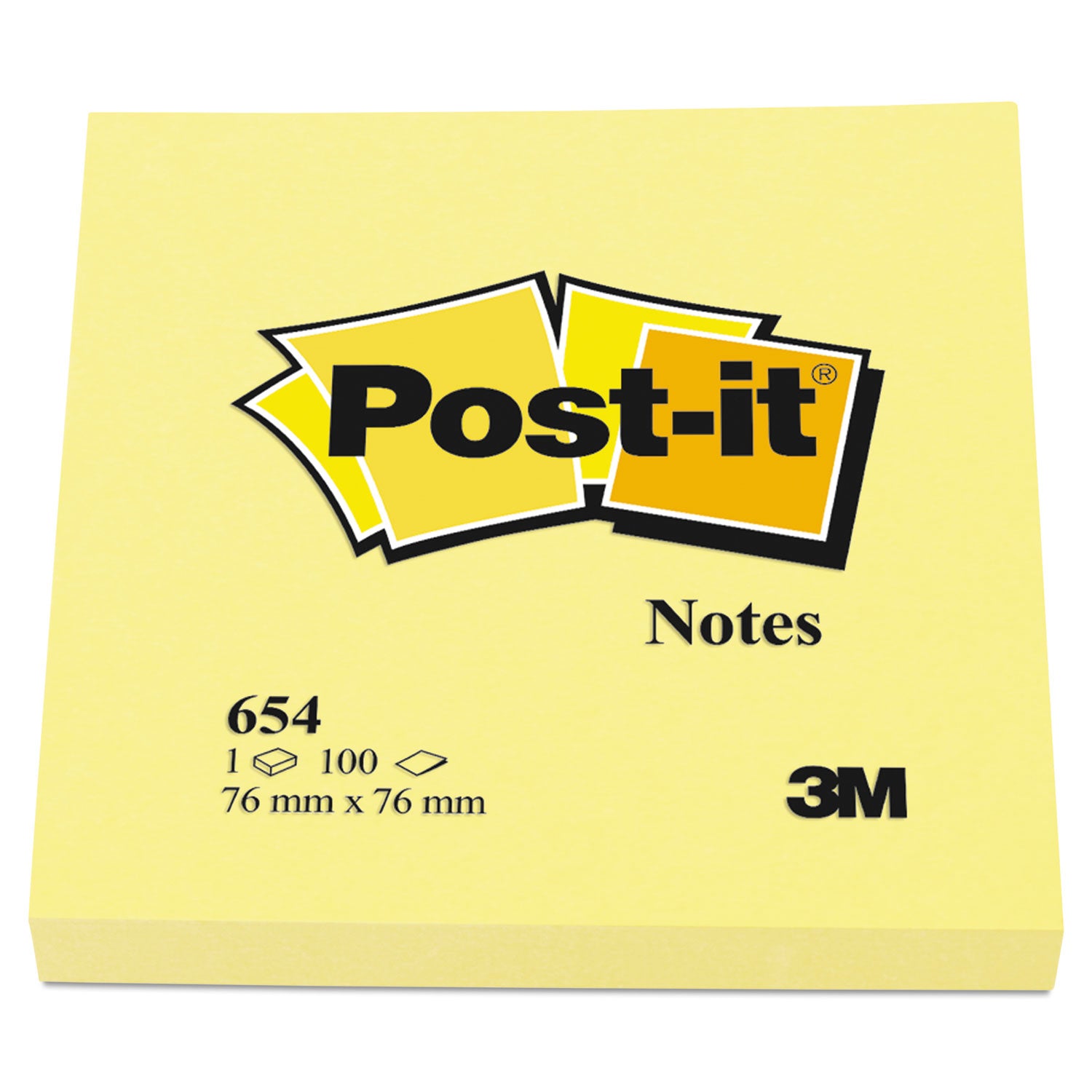 Post-it Original Pads in Canary Yellow, 3" x 3", 100 Sheets/Pad, 12 Pads/Pack (654YW)