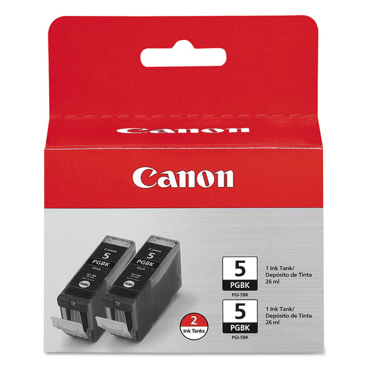 Canon 0628B009 (PGI-5BK) ChromaLife100+ Ink, Black, 2/Pack