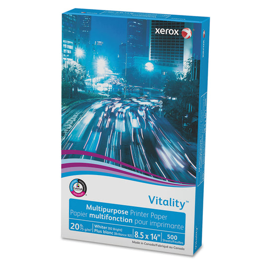 Xerox Vitality Multipurpose Print Paper, 92 Bright, 20 lb Bond Weight, 8.5 x 14, White, 500/Ream (3R02051)