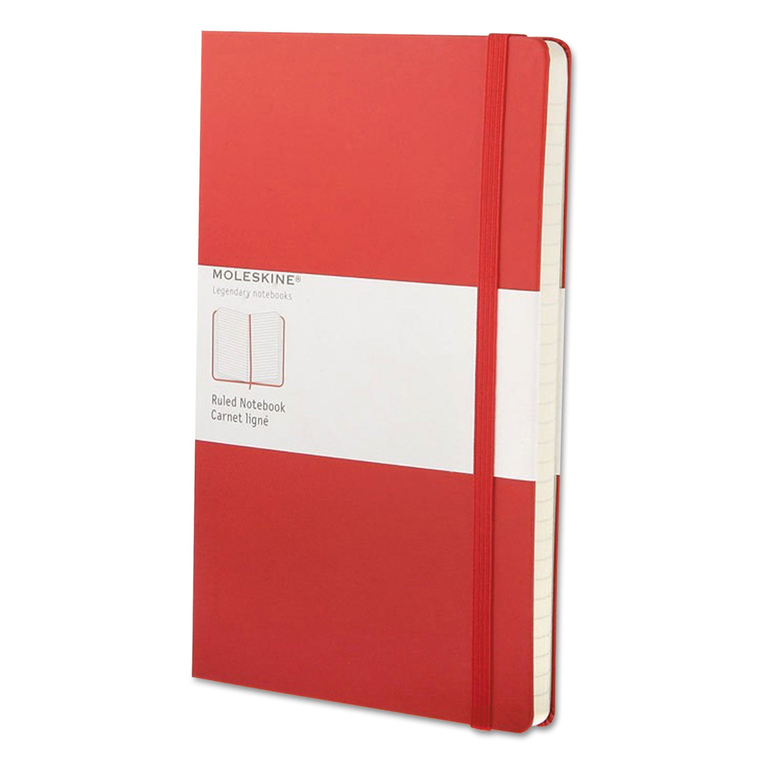 Moleskine Classic Colored Hardcover Notebook, 1-Subject, Narrow Rule, Red Cover, (240) 8.25 x 5 Sheets (QP060R)