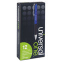 Universal Comfort Grip Ballpoint Pen, Retractable, Medium 1 mm, Blue Ink, Blue/Black Barrel, Dozen (15541)