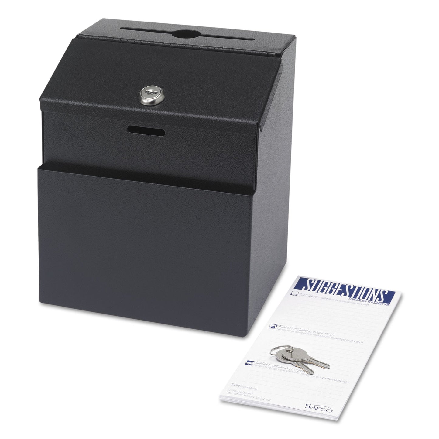 Safco Steel Suggestion/Key Drop Box with Locking Top, 7 x 6 x 8.5, Black Powder Coat Finish (4232BL)