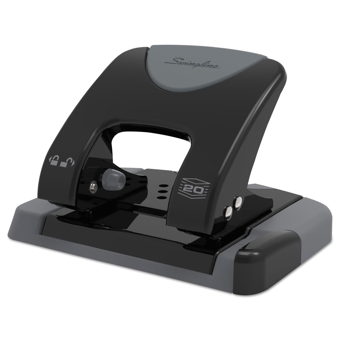 Swingline 20-Sheet SmartTouch Two-Hole Punch, 9/32" Holes, Black/Gray (74135)