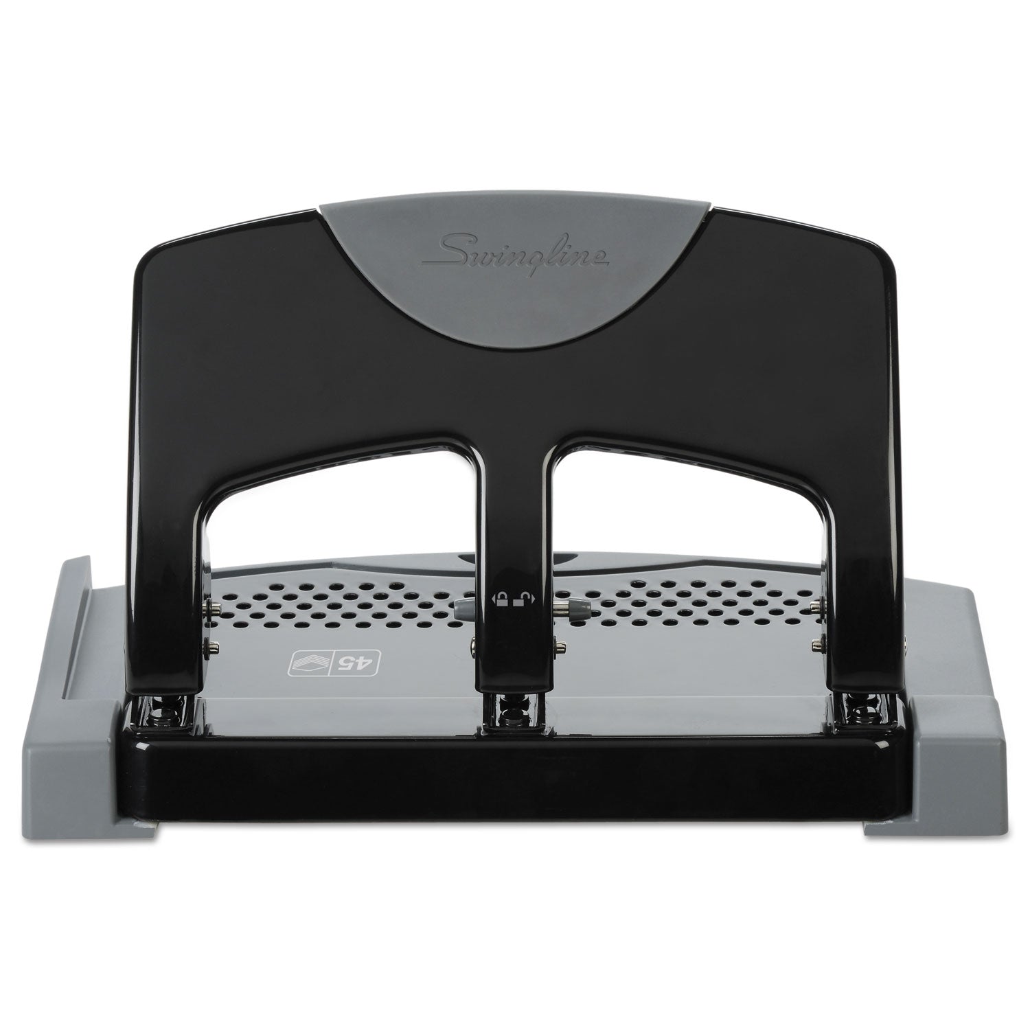 Swingline 45-Sheet SmartTouch Three-Hole Punch, 9/32" Holes, Black/Gray (74136)