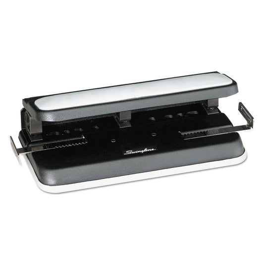 Swingline 32-Sheet Easy Touch Two- to Three-Hole Punch with Cintamatic Centering, 9/32" Holes, Black/Gray (74300)