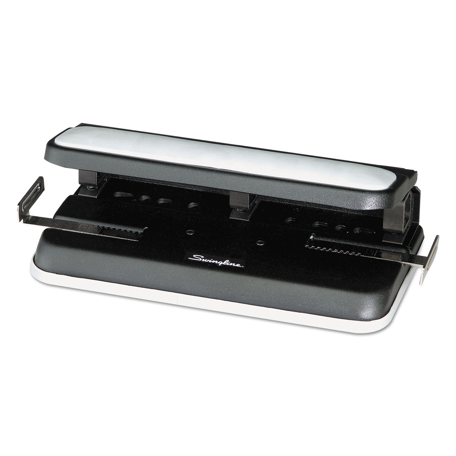 Swingline 32-Sheet Easy Touch Two- to Three-Hole Punch with Cintamatic Centering, 9/32" Holes, Black/Gray (74300)