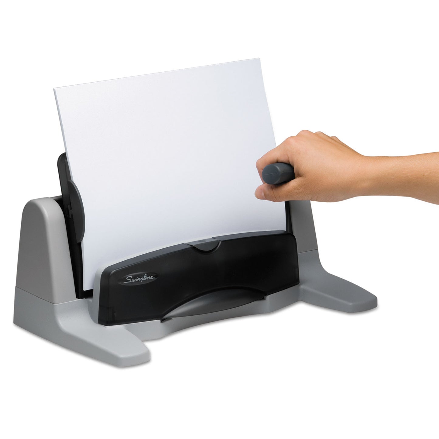 Swingline 40-Sheet LightTouch Heavy-Duty Two- to Seven-Hole Punch, 9/32" Holes, Black/Gray (74357)