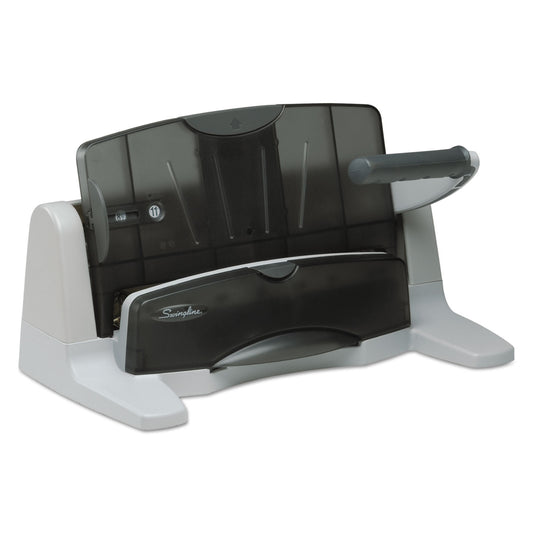 Swingline 40-Sheet LightTouch Heavy-Duty Two- to Seven-Hole Punch, 9/32" Holes, Black/Gray (74357)