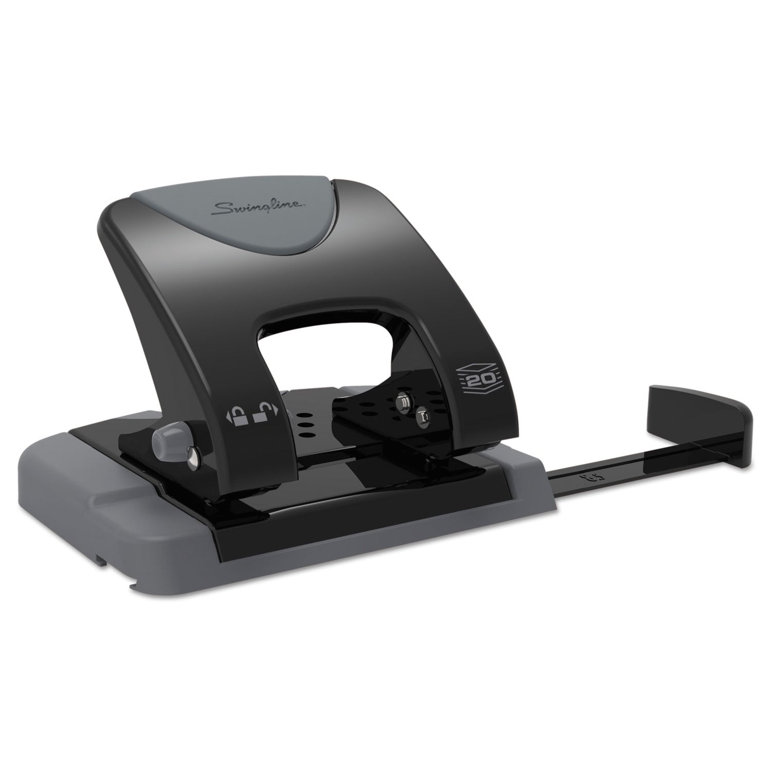 Swingline 20-Sheet SmartTouch Two-Hole Punch, 9/32" Holes, Black/Gray (74135)