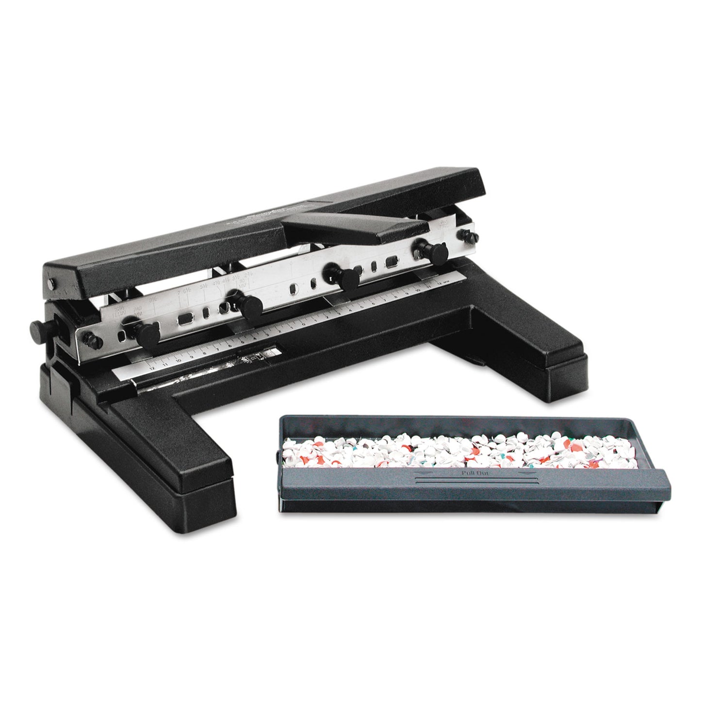 Swingline 40-Sheet Heavy-Duty Two- to Four-Hole Adjustable Heavy-Duty Paper Punch, 9/32" Holes, Black (74450)