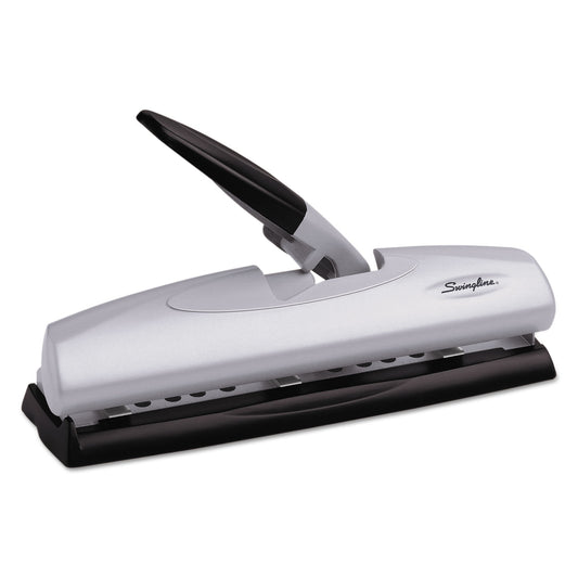 Swingline 20-Sheet LightTouch Desktop Two- to Seven-Hole Punch, 9/32" Holes, Silver/Black (74030)