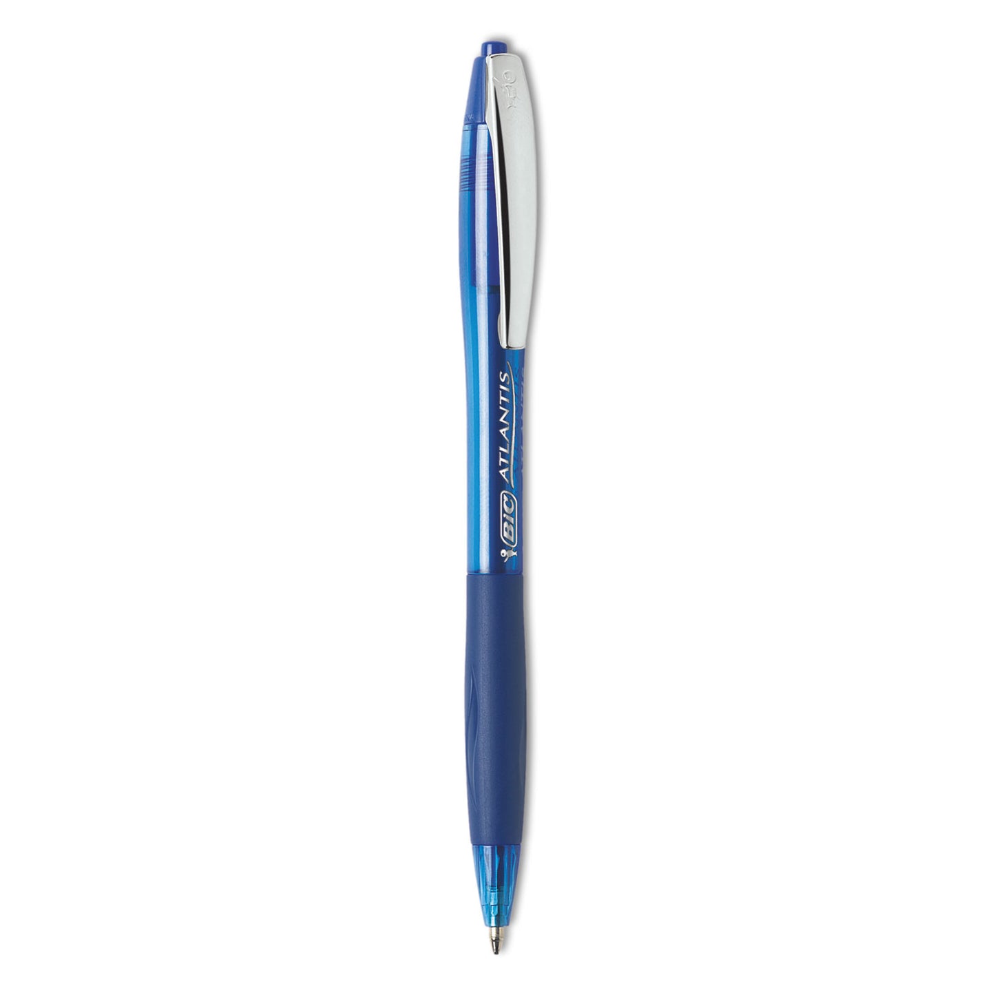 BIC GLIDE Ballpoint Pen, Retractable, Medium 1 mm, Blue Ink, Translucent Blue/Blue Barrel, Dozen (VCG11BE)