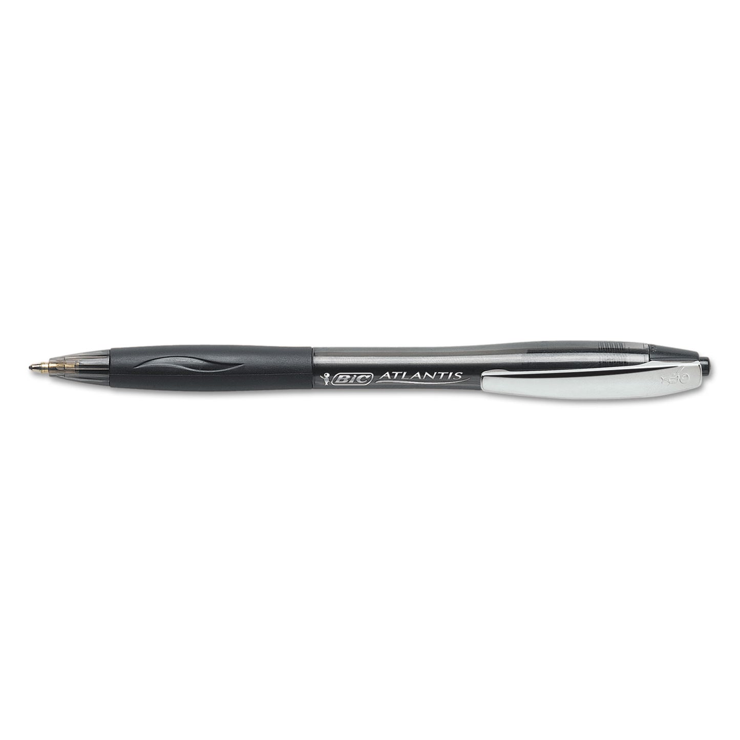 BIC GLIDE Ballpoint Pen, Retractable, Medium 1 mm, Black Ink, Smoke/Black Barrel, Dozen (VCG11BK)