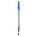 BIC Round Stic Grip Xtra Comfort Ballpoint Pen, Easy-Glide, Stick, Medium 1.2 mm, Blue Ink, Gray/Blue Barrel, Dozen (GSMG11BE)